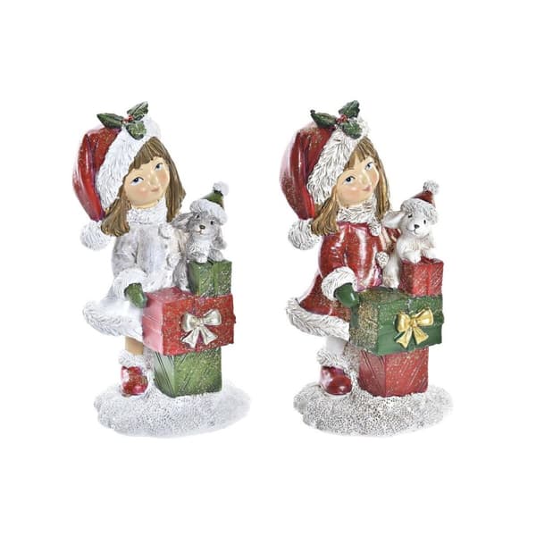 Julepynt DKD Home Decor Harpiks Piger (6,5 x 6,5 x 12 cm) (2 enheder)