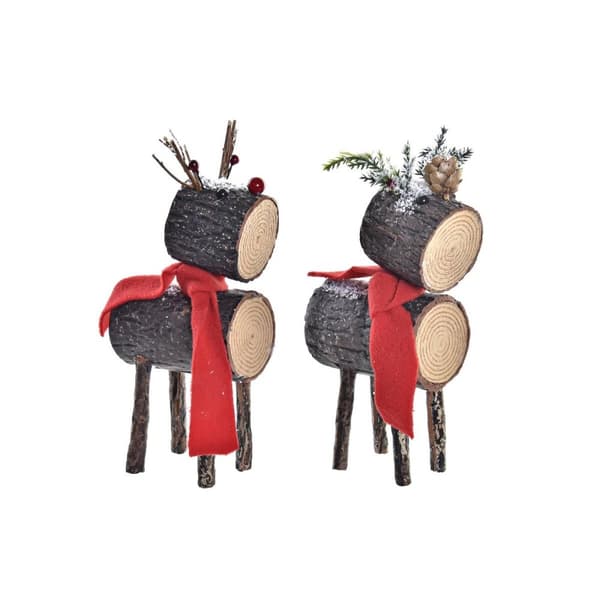 Dekorativ figur DKD Home Decor Jul Skinne Rensdyr Birk (10 x 9 x 23 cm) (2 enheder)