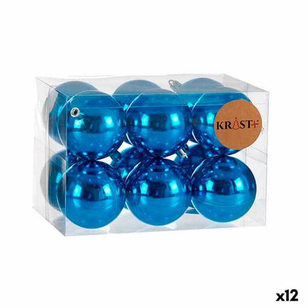 Sæt med julekugler Krist+ K1912476-1 Blå Plastik Ø 7 cm (12 enheder)