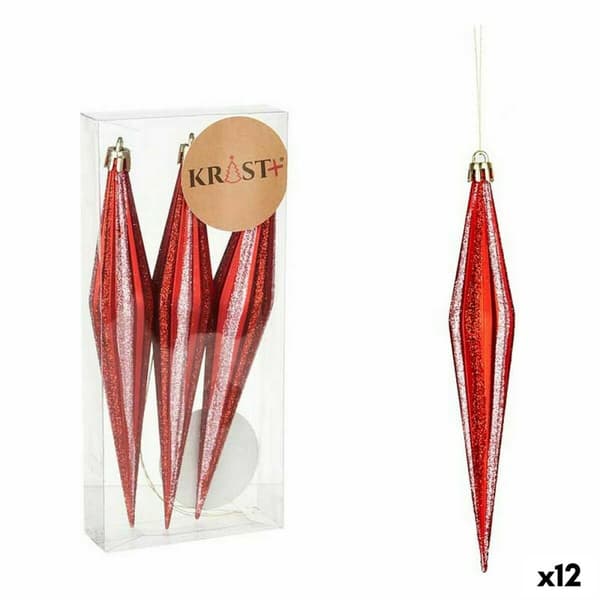 Juledekorationssæt Krist+ 00905 Rød PVC Strakt 8,5 x 3,5 x 19 cm (12 enheder)