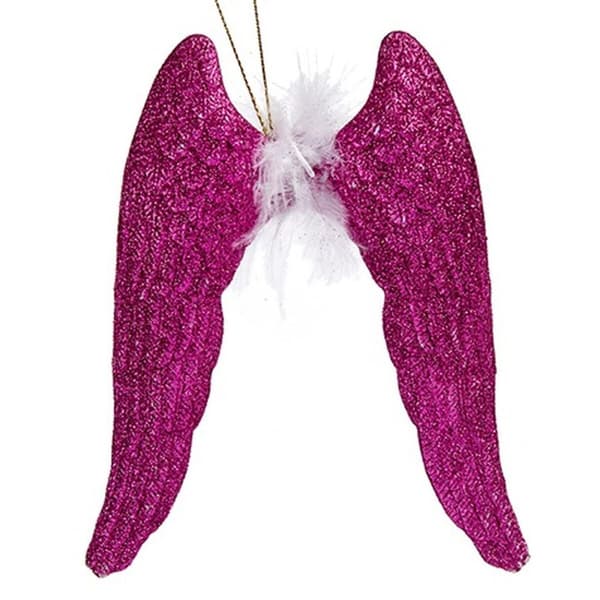 Julepynt Englevinger Fuchsia Plastik Skinne 12,5 x 15 x 2,5 cm (24 enheder)