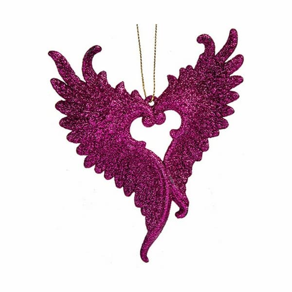 Julepynt Englevinger Fuchsia Plastik Skinne 12 x 13 x 2,5 cm (24 enheder)