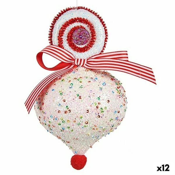 Julepynt Krist+ 64814836 Hvid Rød Tåre 11 x 17 x 11 cm (12 enheder)