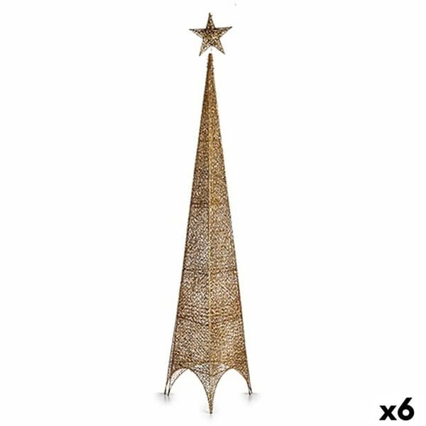 Juletræ Krist+ 148 Gylden Metal Plastik Stjerne Tårn 34 x 154 x 34 cm (6 enheder)