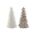 Miniatyrbillede 1 af 3: Juletræ Home ESPRIT Hvid Gylden Pap Fjer 22 x 22 x 46 cm (2 enheder)