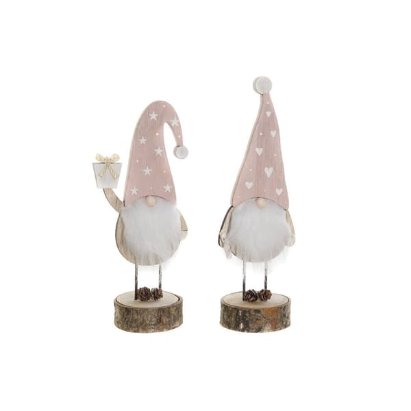 Julepynt DKD Home Decor Natur Lyserød Dværg 10 x 8 x 23,5 cm (2 enheder)