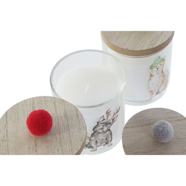 Stearinlys DKD Home Decor Multifarvet Pomponer Jul 8 x 8 x 9 cm 8 x 8 x 11 cm (3 enheder) (2 enheder)