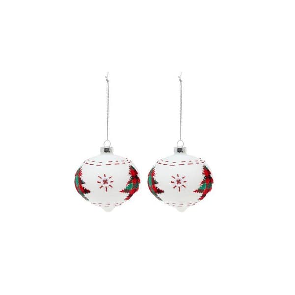 Julkulor - BigBuy Jul - 2003 - Vitt Glas - 8 cm - 2 st