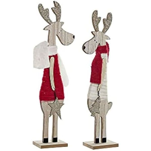 Juldekoration - DKD Home Decor - Set om 2 - Polyester - Trä - Flerfärgad - 9x6x39 cm