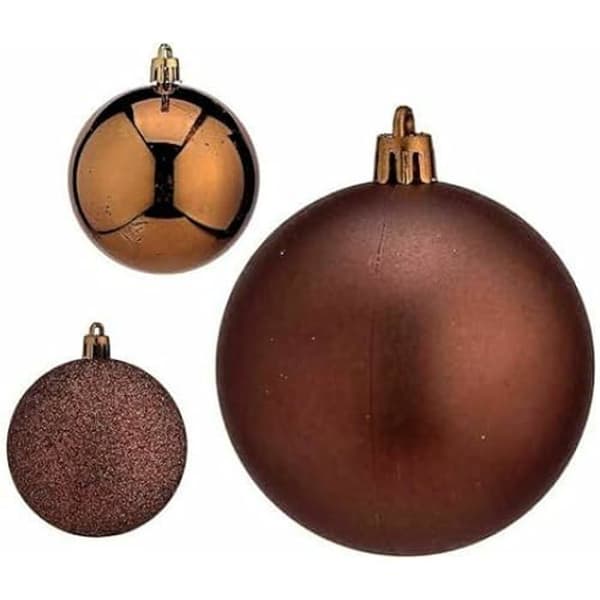 Julgranskulor - Ej specificerat - Set om 12 - Brun - Plast - 7 cm