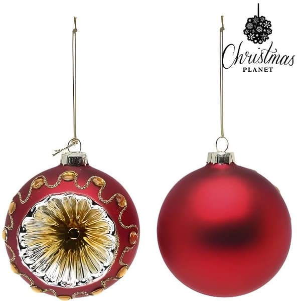 Christmas Planet 1662 Julkulor 8 cm (2 uds) Glas Röd - BigBuy Christmas