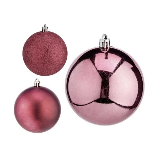 Uppsättning av julkulor Krist+ 00800 Rosa Plast (24 antal)