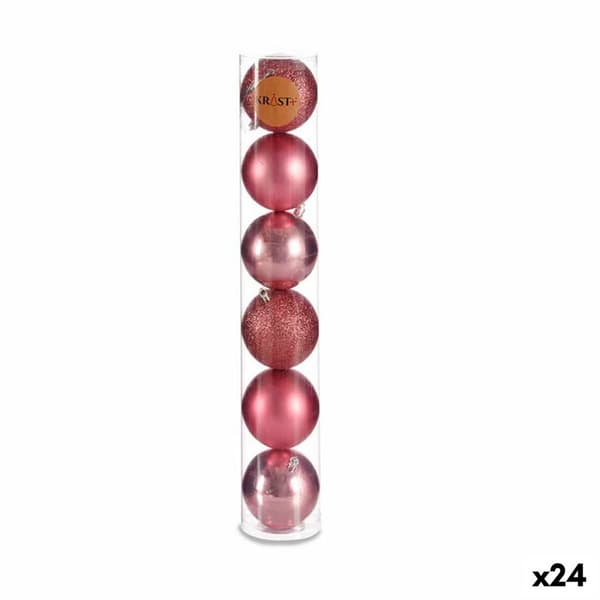 Uppsättning av julkulor Krist+ 00800 Rosa Plast (24 antal)