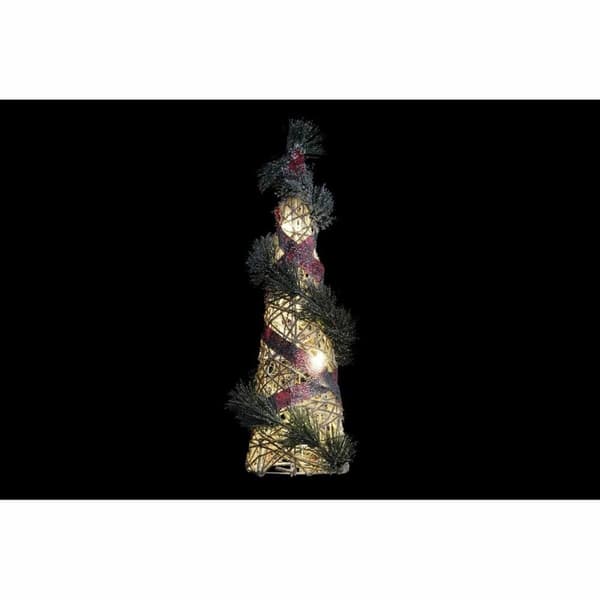 Indretning DKD Home Decor Kegler Jul LED Rød Grøn Natur snefald 20 x 20 x 80 cm (3 Dele)