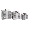 Miniatyrbillede 1 af 4: Spil med Dekorative Æsker DKD Home Decor LED Hvid Rød Grøn Sølvfarvet Metal snefald 25 x 25 x 29 cm (3 Dele)