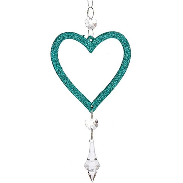 Julgranskula Hjärta Grön Plast Glitter 9 x 16 x 2 cm (24 antal)