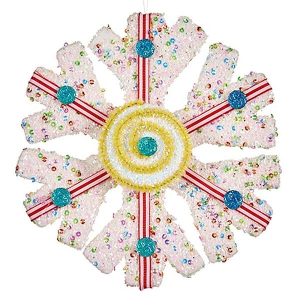 Julepynt Krist+ 64815312 Hvid Rød Snefnug 17 x 6 x 17 cm (8 enheder)
