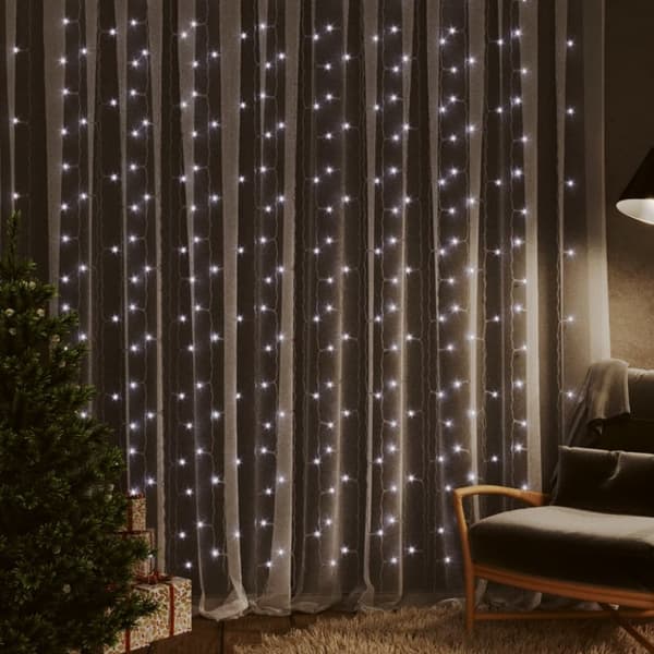 vidaXL Ljusdraperi 3x3 m 300 lysdioder kallvit 8 funktioner -  Julbelysning