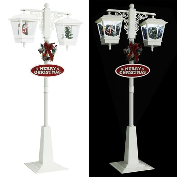 vidaXL Jouluinen katuvalaisin joulupukilla valk./pun. 81x40x188 cm PVC -  Jouluvalaistus