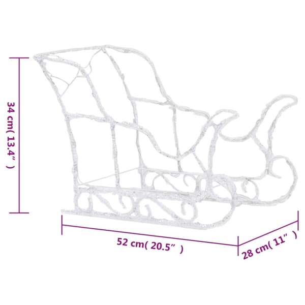 vidaXL rensdyr og kane julefigur 280x28x55 cm akryl -  Julebelysning