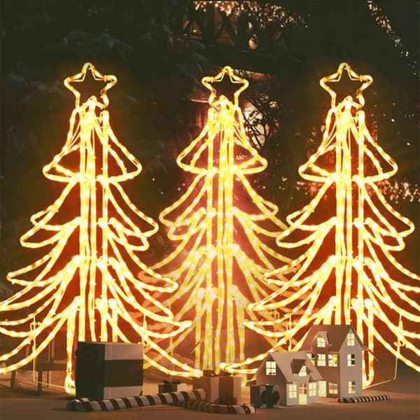 vidaXL Hopfällbar julgran 3 st ljusslinga med LED varmvit 87x87x93 cm -  Julbelysning