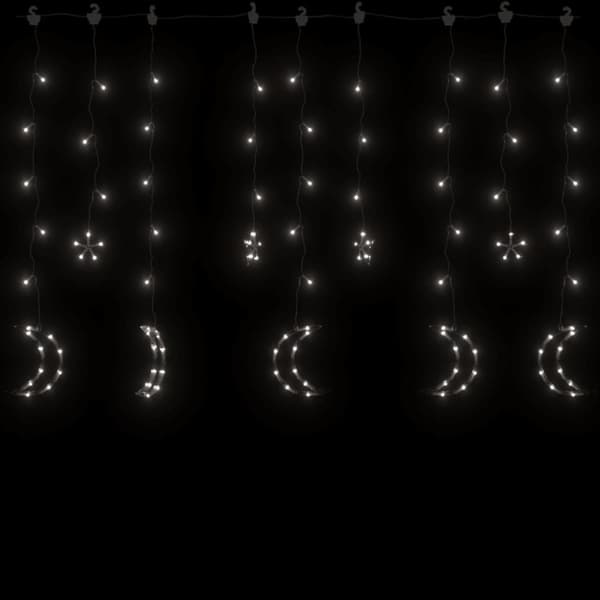 vidaXL fairy lights-lyskæder stjerne og måne 138 LED'er kold hvid -  Julebelysning