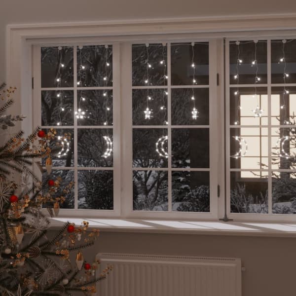 vidaXL fairy lights-lyskæder stjerne og måne 138 LED'er kold hvid -  Julebelysning