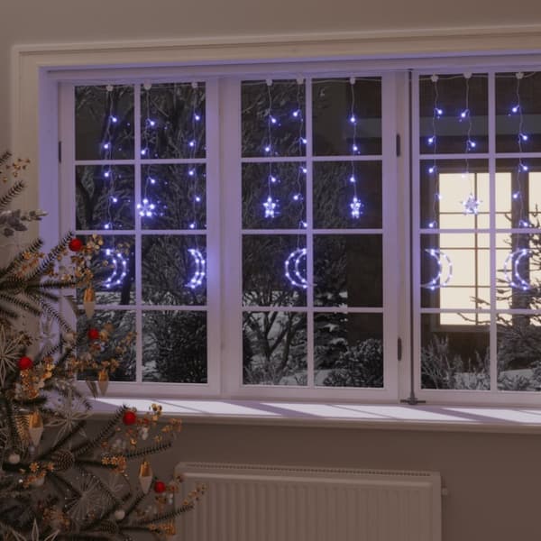 vidaXL lyskæde m. stjerner + måner 345 LED'er fjernbetjening blå -  Julebelysning