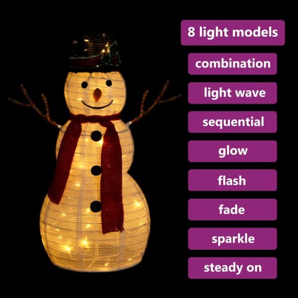 vidaXL Dekorativ snögubbe med LED lyxigt tyg 60 cm - Julbelysning