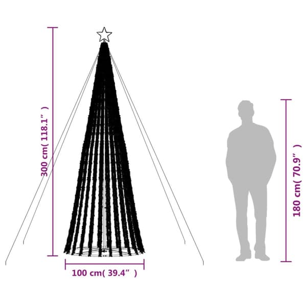 vidaXL Julgranskon 688 LEDs färgglad 300 cm -  Julbelysning