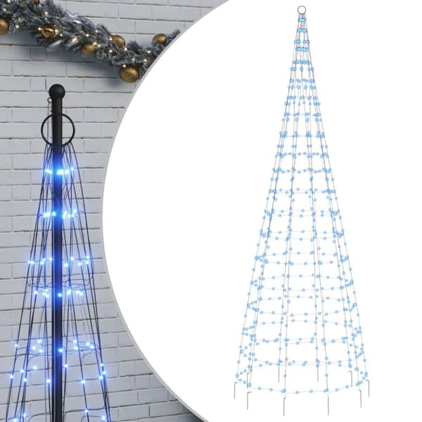 vidaXL Joulukuusivalo lipputankoon 550 sinistä LED-valoa 300 cm - Jouluvalaistus