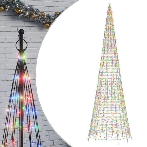 vidaXL Joulukuusivalo lipputankoon 1534 värikästä LED-valoa 500 cm -  Jouluvalaistus