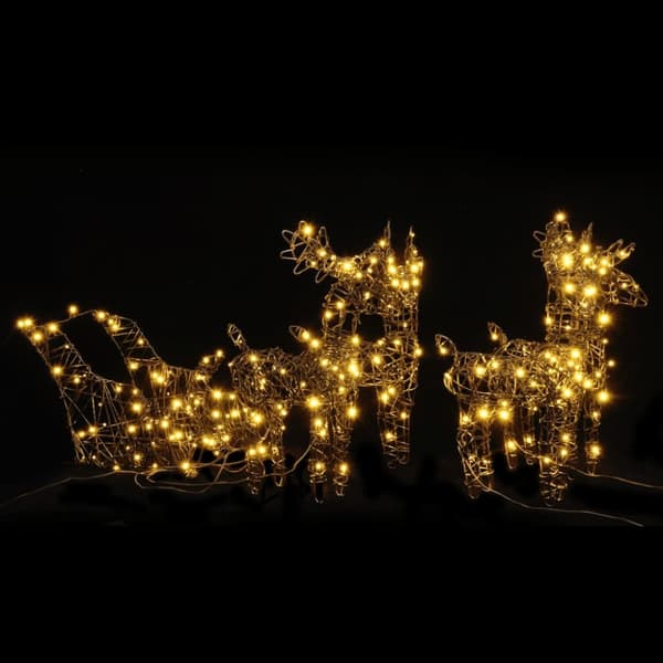 vidaXL Joulukoriste poro&reki 240 LED-valoa lämmin valkoinen rottinki -  Jouluvalaistus