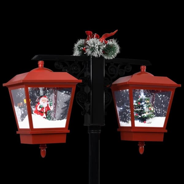 The Living Store julegadelampe med julemand 81x40x188 cm PVC sort og rød -  Julebelysning