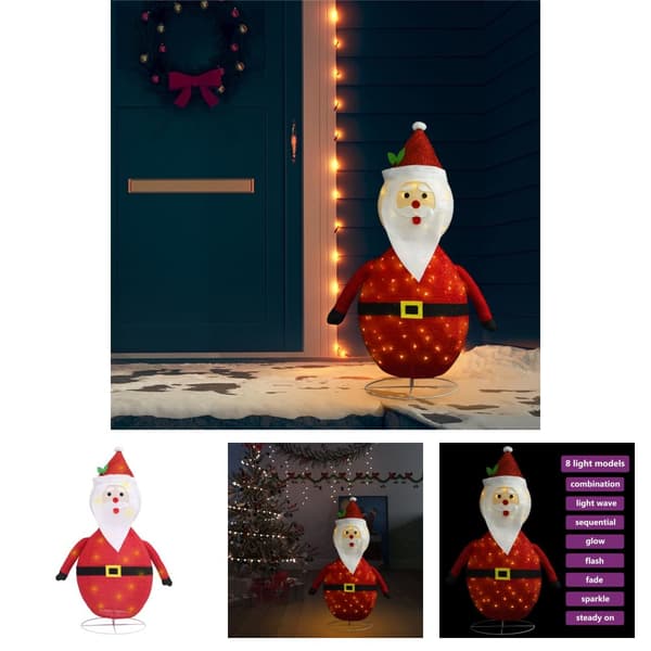 The Living Store dekorativ julemandsfigur m. LED-lys 120 cm luksuriøst stof - Julebelysning