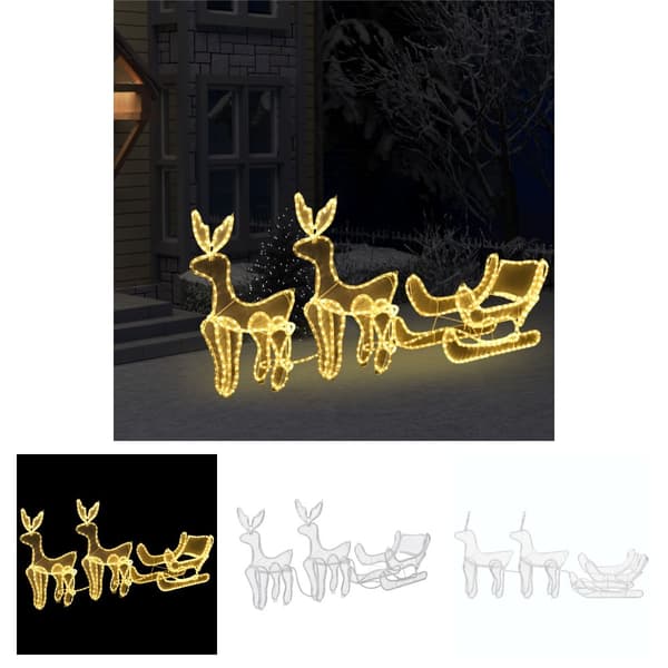 The Living Store juledisplay med 2 rensdyr og kane trådnet 648 LED-lys -  Julebelysning