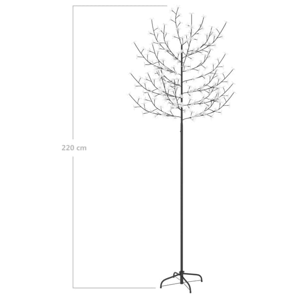 The Living Store Joulukuusi 220 lämpimän valkoista LED-valoa kirsikankukka 220cm -  Jouluvalaistus