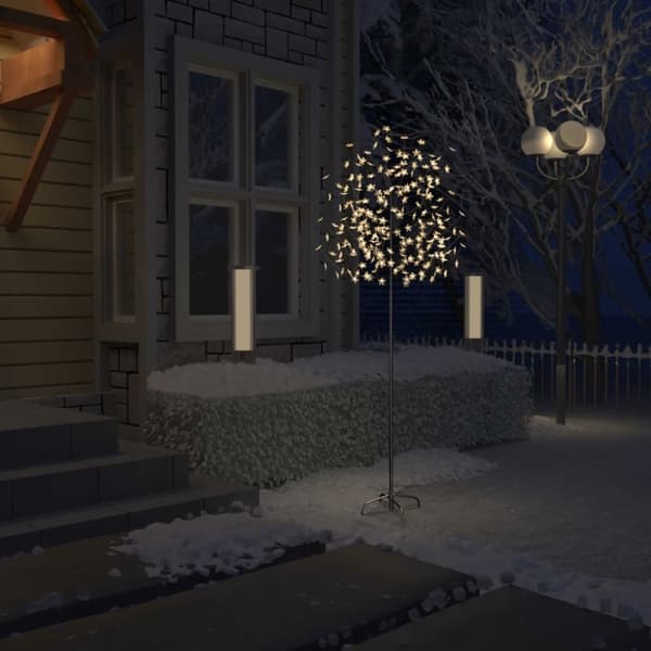 The Living Store Joulukuusi 220 lämpimän valkoista LED-valoa kirsikankukka 220cm -  Jouluvalaistus