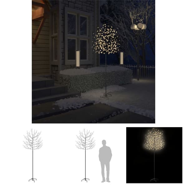 The Living Store Joulukuusi 220 lämpimän valkoista LED-valoa kirsikankukka 220cm -  Jouluvalaistus