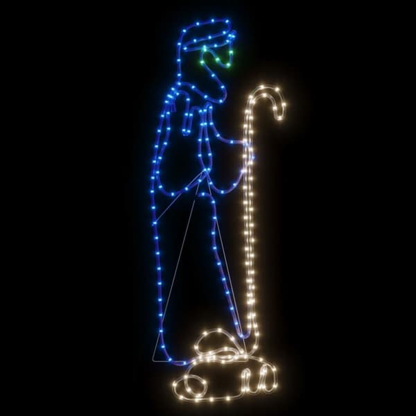 The Living Store Paimen ja lammas joulukoriste 168 LED-valoa 102,5x35 cm - Jouluvalaistus
