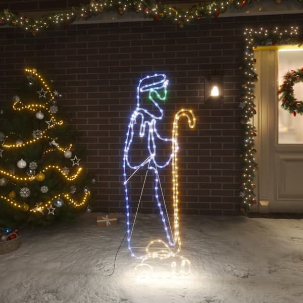 The Living Store Paimen ja lammas joulukoriste 168 LED-valoa 102,5x35 cm - Jouluvalaistus