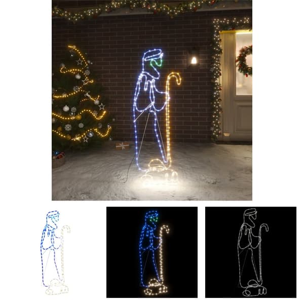 The Living Store Paimen ja lammas joulukoriste 168 LED-valoa 102,5x35 cm -  Jouluvalaistus