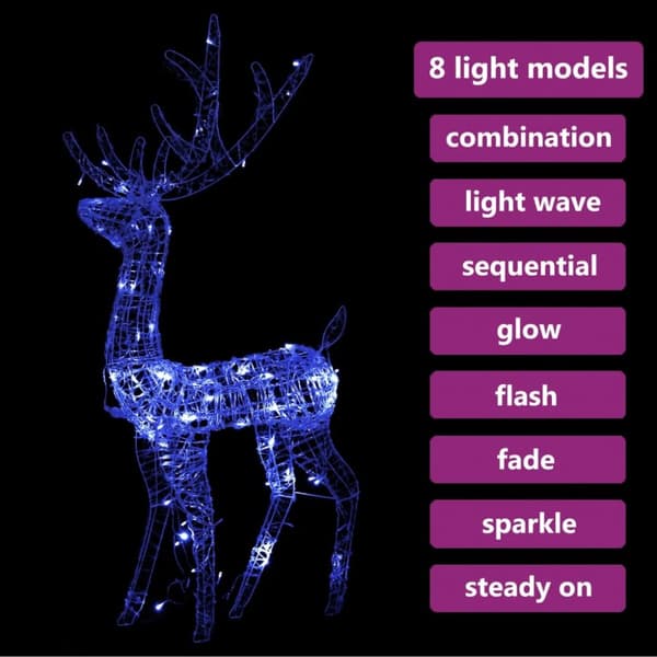 The Living Store juledekoration rensdyr 140 LED'er 120 cm akryl blå -  Julebelysning