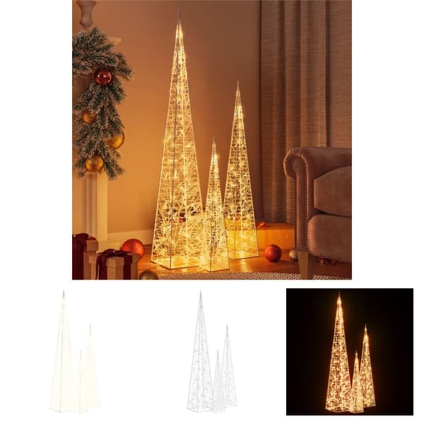 The Living Store LED-koristevalokartiosarja lämmin valkoinen akryyli 60/90/120cm - Jouluvalaistus