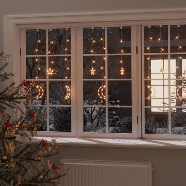 The Living Store Ljusgardin stjärnor och månar fjärrkontroll 345 LED varmvit -  Julbelysning