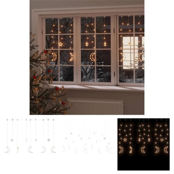The Living Store Ljusgardin stjärnor och månar fjärrkontroll 345 LED varmvit -  Julbelysning