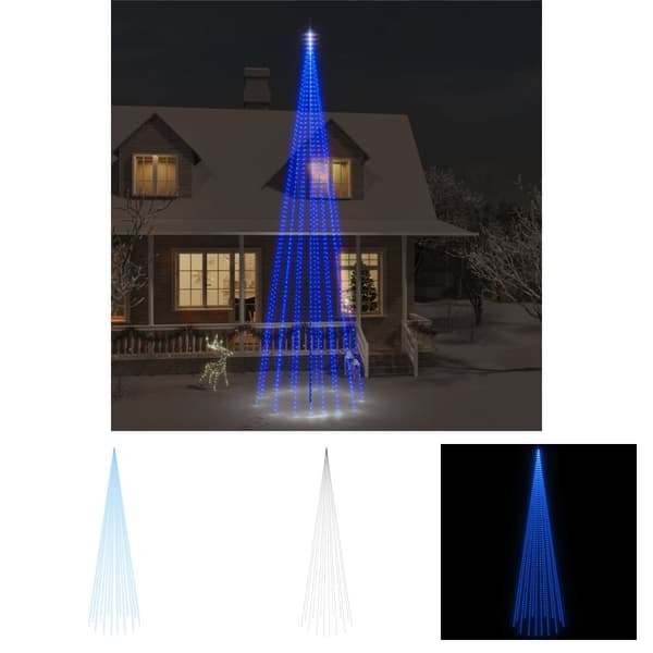 The Living Store Julgran på flaggstång blå 1134 LEDs 800 cm -  Julbelysning