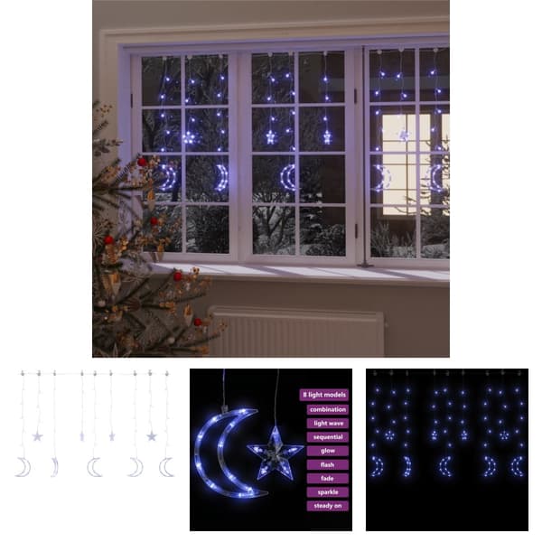 The Living Store fairy lights-lyskæder stjerne og måne 138 LED'er blå -  Julebelysning