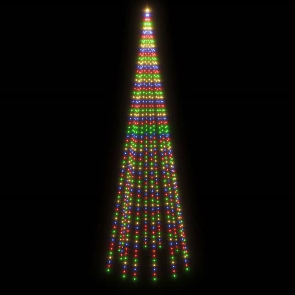 The Living Store juletræ til flagstang 732 LED'er 500 cm farverigt lys -  Julebelysning