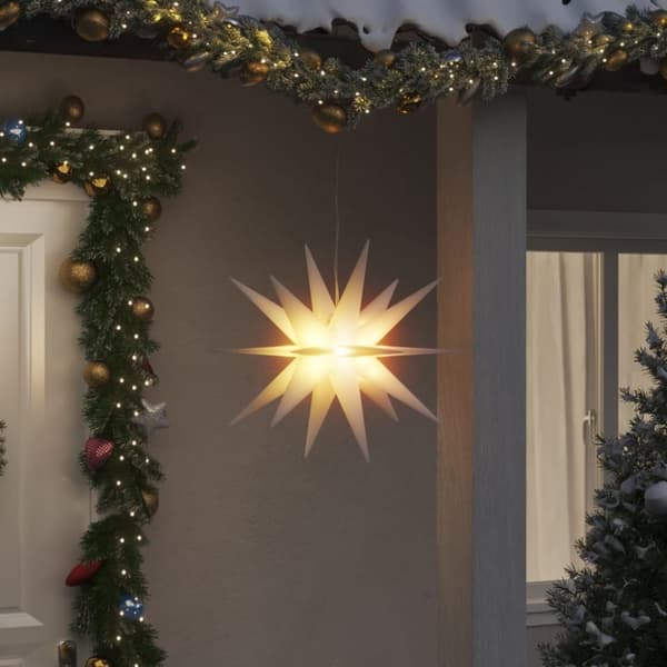 The Living Store Stjärna med LED-belysning vikbar vit 57 cm - Julbelysning